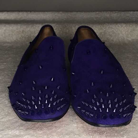 Christian Louboutin Spiked Purple Suede Slip-On Loafers (IT 40.5 / US 7.5) - Picture 2 of 8